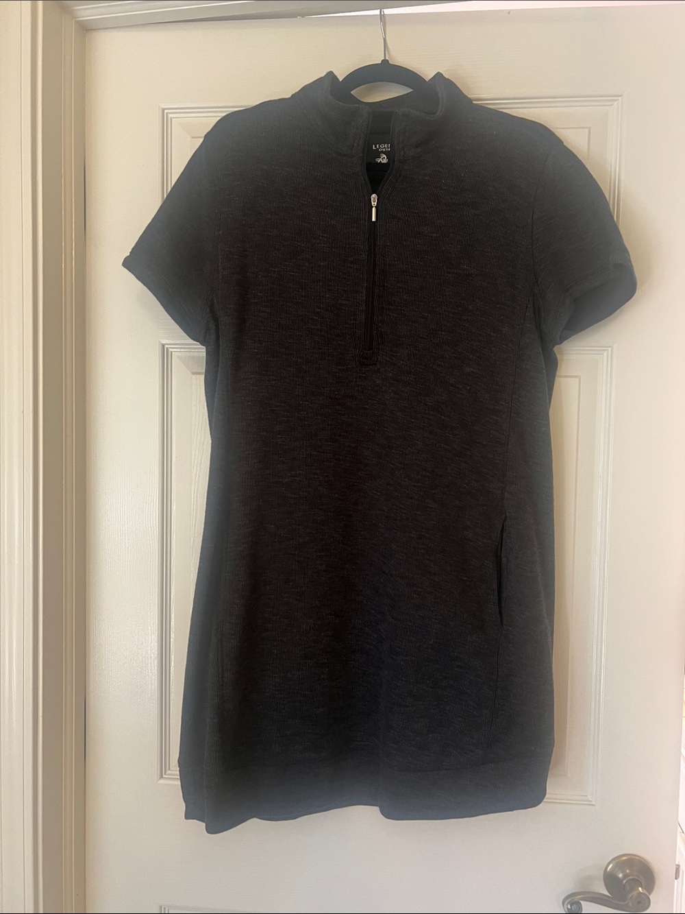 Casual Half-Zip Short Sleeve Tunic - Black